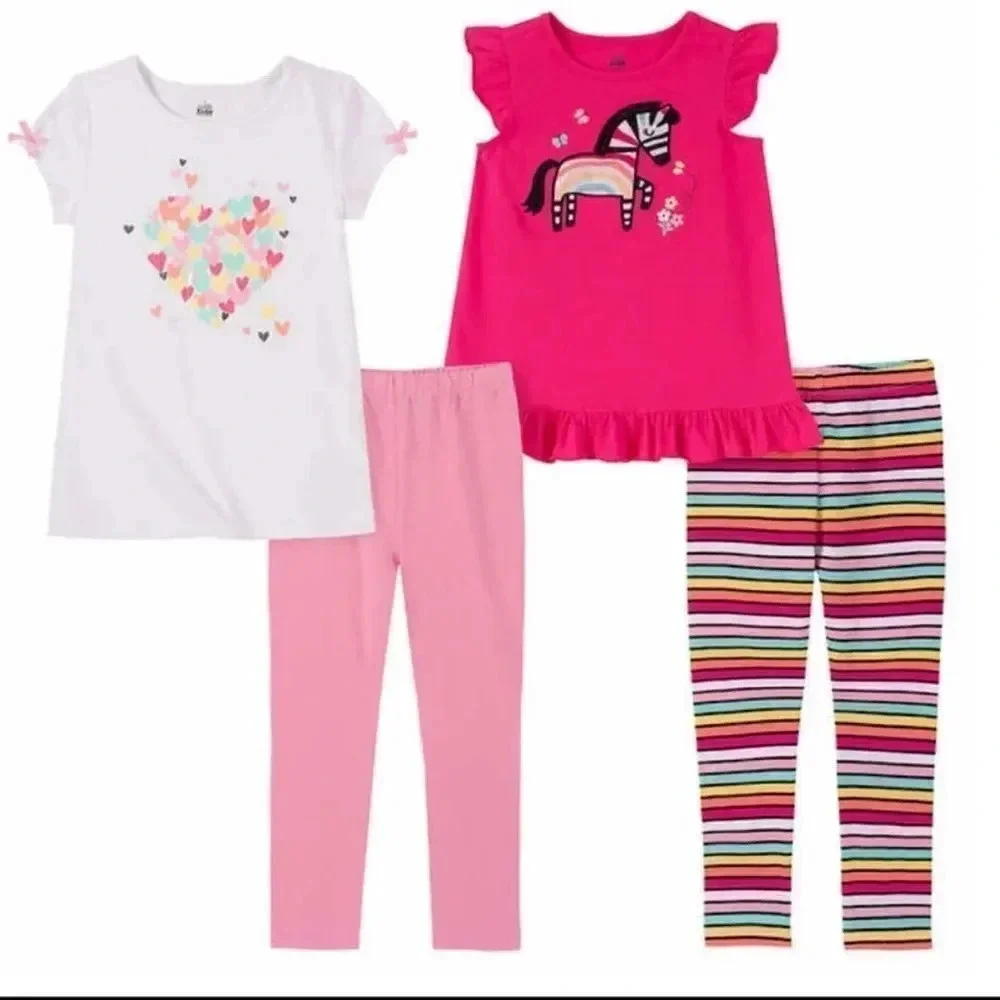Kid's Headquarters Kids' 4-piece Set, Zebra 3T 4T 2 Shirts 2 Leggings
